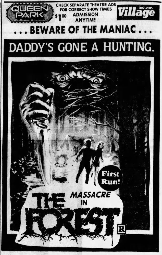 DADDY'S GONE A HUNTING! Print ad for THE FOREST (1982)